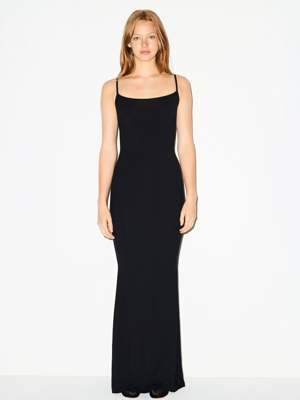 SKIMS Black Slim-Strap Maxi Slip Gown